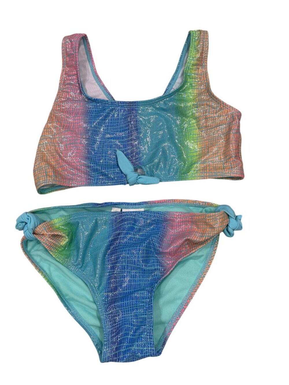 Limited Too Girls Rainbow Glitter Two-Piece Swimsuit Size 10/12
